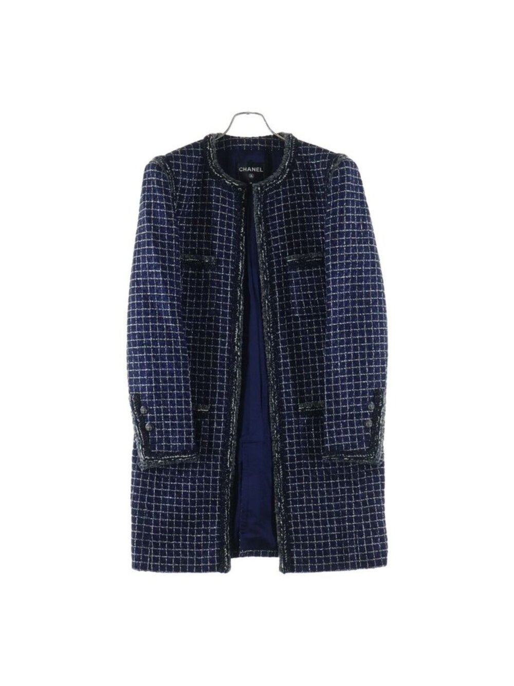 Chanel Fantasy Tweed Long Jacket Navy